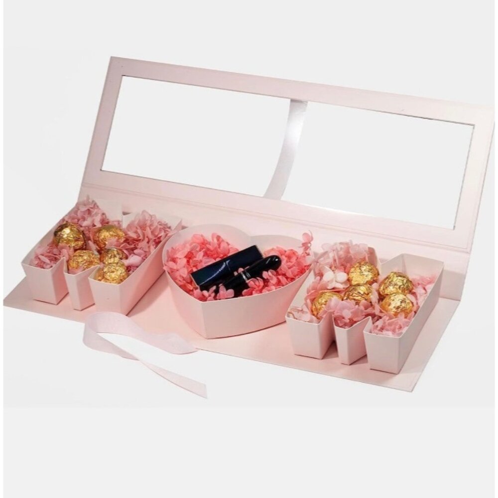 Pink I Love Mom Boxes Gift Boxes with clear window Set of 6